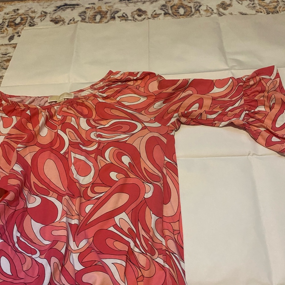 Michael Kors Pink & Coral Abstract Print Blouse - Picture 2 of 4